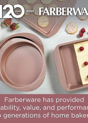 Farberware Nonstick Bakeware, Nonstick Cookie Sheet / Baking Sheet - 11 Inch x 17 Inch, Rose Gold Red