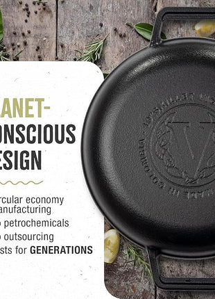 Victoria Cast Iron Round Grill Pan with Double Loop Handles, Made in Colombia, 10 Inches