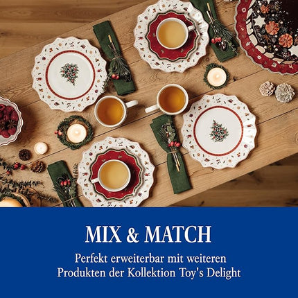 Villeroy & Boch Toy's Delight Christmas Collection Salad Plate, Premium Porcelain, 9.5 in Diameter, White/Multicolored, Christmas Tree Center Design