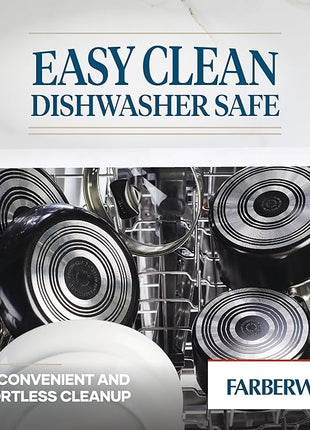 Farberware Cookstart DiamondMax Nonstick Cookware/Pots and Pans Set with Glass Lids, Dishwasher Safe, Includes Baking Pan and Kitchen Cooking Tools, 15 Piece - Black