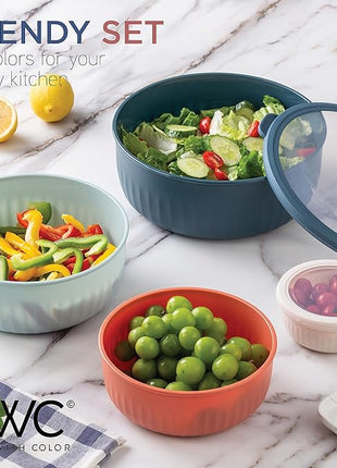 COOK WITH COLOR Prep Bowls with Lids- Wide and Deep Nesting Plastic Small Mixing Bowl Set with Lids, 12 Piece Set - Wide Bowls, Multicolor