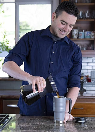 MIRA 20 oz Insulated Travel Mug - Stainless Steel Coffee Cup with Spill-Proof Flip Lid & Handle - Hot/Cold Car Tumbler - Sand