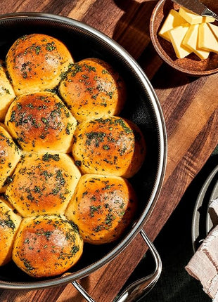 HexClad Hybrid Nonstick 4.5-Quart Deep Sauté Pan with Tempered Glass Lid, Stay-Cool Handle, Dishwasher-Friendly, Oven-Safe Up to 900°F, Induction Ready, Compatible with All Cooktops