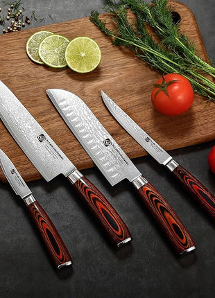 Damascus Utility Knife 5.5" Chef Knife Kitchen VG10 Stainless Steel Core 67-Layer Hand Forged Razor Sharp Edge Ergonomic Handle Precision Slicing Boning Trimming Carving Gift Idea