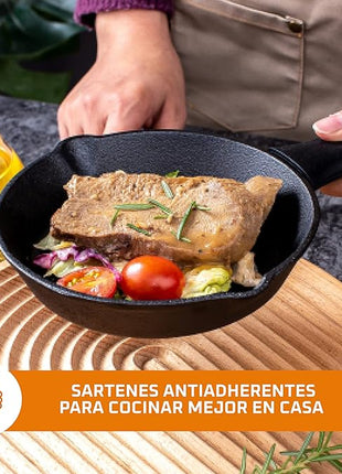 Bruntmor Cast Iron Frying Pan Set of 4-6x4 Inch Black Pre-Seasoned Skillets with Heat-Resistant Silicone - Mini Cast Iron Skillet Set for Stovetop, Oven, and Grill