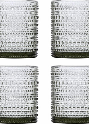 Fortessa Jupiter Beaded Hobnail Glass, 10 Ounce Double Old Fashioned (Set of 4), Smoke Gray