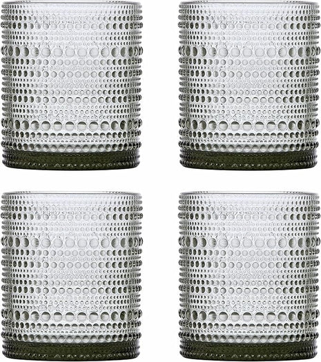Fortessa Jupiter Beaded Hobnail Glass, 10 Ounce Double Old Fashioned (Set of 4), Smoke Gray