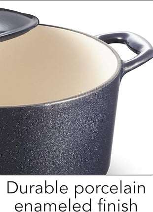 Tramontina 80131/038DS Enameled Cast Iron Covered Round Dutch Oven, 5.5-Quart, Dark Blue