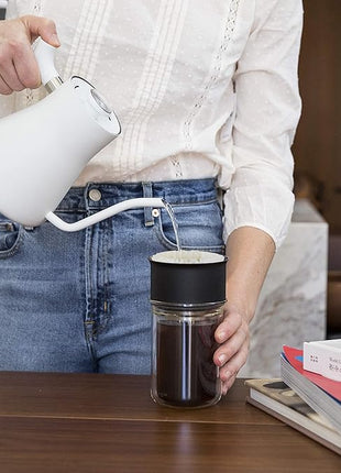 Fellow Stagg Stovetop Pour-Over Coffee and Tea Kettle - Gooseneck Teapot with Precision Pour Spout, Built-In Thermometer, Matte White, 1 Liter