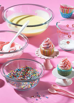 Pyrex Essentials (3-Piece) Glass Mixing Bowls Set For Prepping, Baking and Cooking, Preheated Oven, Dishwasher, Freezer, and Microwave Safe