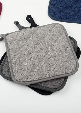 100% Cotton Kitchen Everyday Basic Terry Pot Holder Heat Resistant Coaster Potholder for Cooking and Baking Set of 5 (Multi Color 2, Potholder)