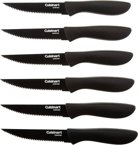 Cuisinart C55-6PCSBK Advantage Color Collection 6-Piece Ceramic Coated Steak Knife Set, Black