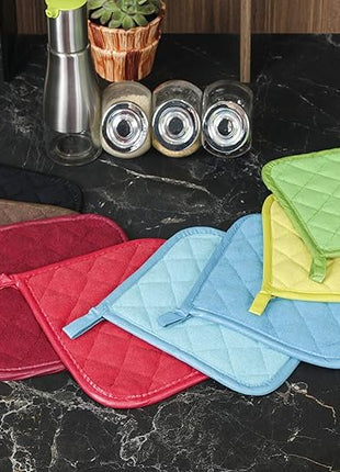 Pot Holders Cotton Made Machine Washable Heat Resistant Potholder, Pot Holder, Hot Pads, Trivet for Cooking and Baking (5, Ruby)