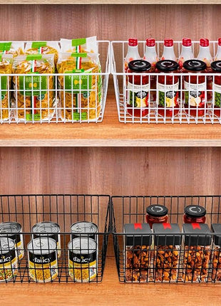 SANNO Freezer Baskets Wire Storage Baskets Closet Baskets Bin Farmhouse Organizer Storage Bins Large Organizer Bins for Home, Office, Bathroom, Pantry Organization Storage -Black Set of 3, 15.7"