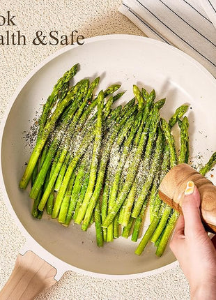 CAROTE 21Pcs Pots and Pans Set, Nonstick Cookware Sets, White Granite Induction Cookware Non Stick Cooking Set w/Frying Pans & Saucepans(PFOS, PFOA Free)