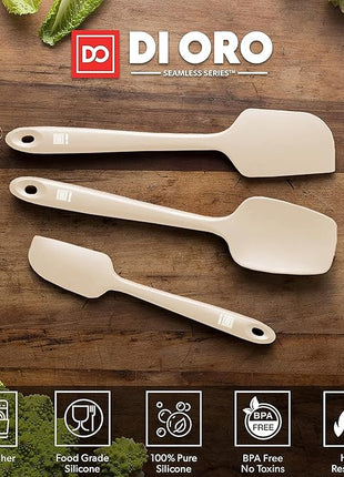 DI ORO Silicone Spatula Set - Rubber Kitchen Spatulas for Baking, Cooking, & Mixing - 600°F Heat-Resistant & BPA Free Silicone Scraper Spatulas for Nonstick Cookware - Dishwasher Safe (3pc, Clay)