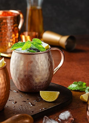 Moscow-Mix Moscow Mule Mugs - Set of 4-100% Pure Copper Mugs Large 16 oz - Food Safe - Premium Moscow Mule Cups Set of 4 - Solid Copper Cups Perfect Premium Gift