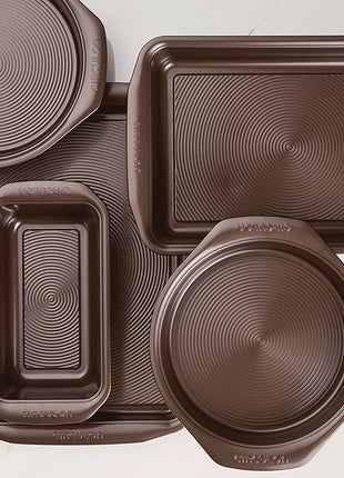 Circulon Nonstick Bakeware Set with Nonstick Cookie Sheet, Bread Pan, Bakings Pan and Cake Pans - 5 Piece, Chocolate Brown
