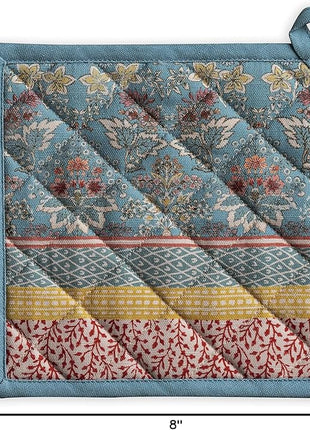 Maison d' Hermine Pot Holders 100% Cotton Heat Resistant Potholders 8" x 8" Hot Pads with Loop BBQ, Cooking, Baking, Grilling, Kitchen, Handling Hot Pans Spring/Summer (Pack of 1, Marquise)