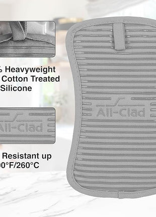 All-Clad Premium Pot Holder & Hot Pad: Heat Resistant to 500 Degrees - 100% Cotton, 10"x6.25" Hot Pad for Kitchen and Barbeque, (1-Pack), Titanium