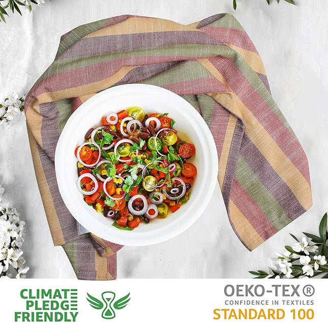 Urban Villa Kitchen Towels Harvest Stripes Dish Towels Set of 6 20" X30” 100% Cotton Highly Absorbent Quick Drying Dish Cloths & Dish Towels Thanksgiving Fall Tea Towels with Hanging Loop Towels