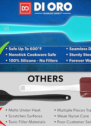 DI ORO Silicone Spatula Set - Rubber Kitchen Spatulas for Baking, Cooking, & Mixing - 600°F Heat-Resistant & BPA Free Silicone Scraper Spatulas for Nonstick Cookware - Dishwasher Safe (4pc, Teal)