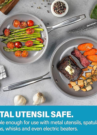 GOTHAM STEEL 15 Pc Ceramic Cookware Set, Ceramic Pots and Pans Set Non Stick with Cooking Utensils and Steamer, Non Toxic PFOA PFOS Free, Premium Stay Cool Handles, Oven & Dishwasher Safe, Blue