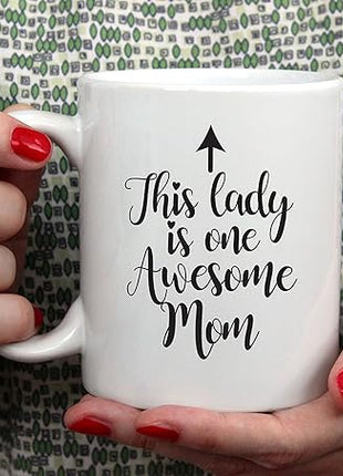 One Awesome Mom Funny Coffee Mug - Gifts for Mom, Women - Best Mom's Gifts from Daughter, Son, Kids, Husband - Cool Birthday Present Idea for New Mother, Wife, Her - Novelty Mom's Mug, Cup