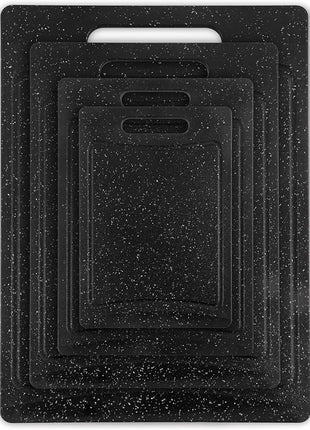 COOK WITH COLOR Non-Slip Cutting Board Set – Kitchen Essentials with Easy Grip Handle for Meat, Veggies, and Fruits, 4 Cutting Boards, Black