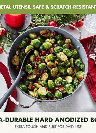 GreenPan 22 Piece Valencia Pro Ceramic Nonstick Cookware Set, PFAS-Free, Induction Ready, Hard Anodized Pots & Pans with Lids, Compatible on All Cooktops, Dishwasher & Oven Safe, Gray