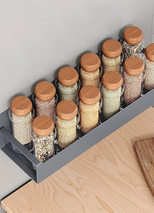 4 Pack Moveable Fridge Magnetic Spice Racks,Metal Grey