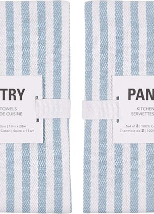 KAF Home Premium Kitchen Towels (18" x 28"), Large 100% Cotton, Flat & Terry Absorbent Dish Towel Set (Faded Denim, 18 x 28-6 Pack)