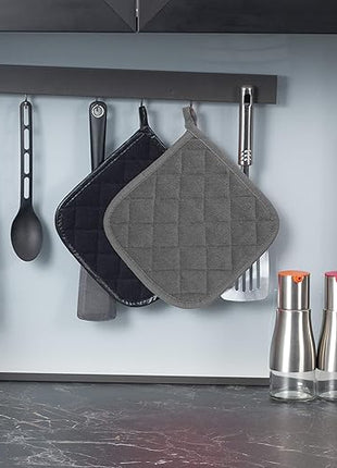 Pot Holders Cotton Made Machine Washable Heat Resistant Potholder, Pot Holder, Hot Pads, Trivet for Cooking and Baking (5, Dark Grey)