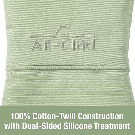 Extra Long Silicone Oven Mitts Heat Resistant 500 Degrees, 1 Pack, 14"x7" Fennel, All-Clad Kitchen Textiles