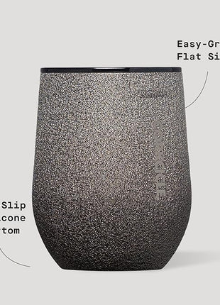 Corkcicle Stemless Wine Tumbler - Keeps Drinks Cold for 6 Hours - Triple-Insulated Stainless Steel - Non-Slip Base - Summer Drinkware Gift - Keeps Drinks Ice Cold - 12 oz - Steel Shadow