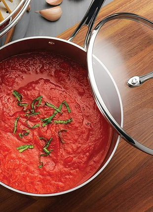 Tramontina Tri-Ply Clad Stainless Steel 8-Piece Cookware Set with Glass Lids, Pots and Pans Kitchen Set, Induction-Ready, Dishwasher-Safe, NSF-Certified