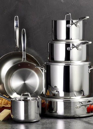 Tramontina Signature Tri-Ply Clad Stainless Steel 12-Piece Cookware Set with Lids, Pots and Pans Kitchen Set, Induction-Ready, Dishwasher-Safe, NSF-Certified, Made in Brazil