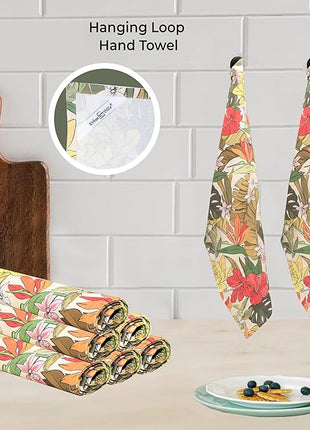 Urban Villa Kitchen Towels Set of 6 Hibiscus Print Kitchen Towels 20X30 Inches 100% Cotton Highly Absorbent Kitchen Towels Premium Quality Ultra Soft Mitered Corners KitchenTowels