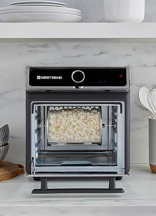 West Bend Air Fryer Oven 15-Quart Capacity with Digital Controls Easy-View Door and 16 Cooking Presets, Includes Eight Cooking Accessories, 1000-Watts, Black