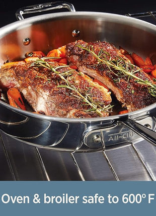 All-Clad D3 3-Ply Stainless Steel Fry Pan 7.5 Inch Induction Oven Broiler Safe 600F Pots and Pans, Cookware Silver