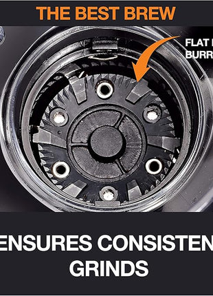 KRUPS Precision Burr Coffee Grinder: 12 Settings, 8 oz Capacity for Drip, French Press, Espresso, Pour Over, Cold Brew - Stainless Steel, 110W, Auto-Stop, Easy Clean - Coffee Grinders for Home Use