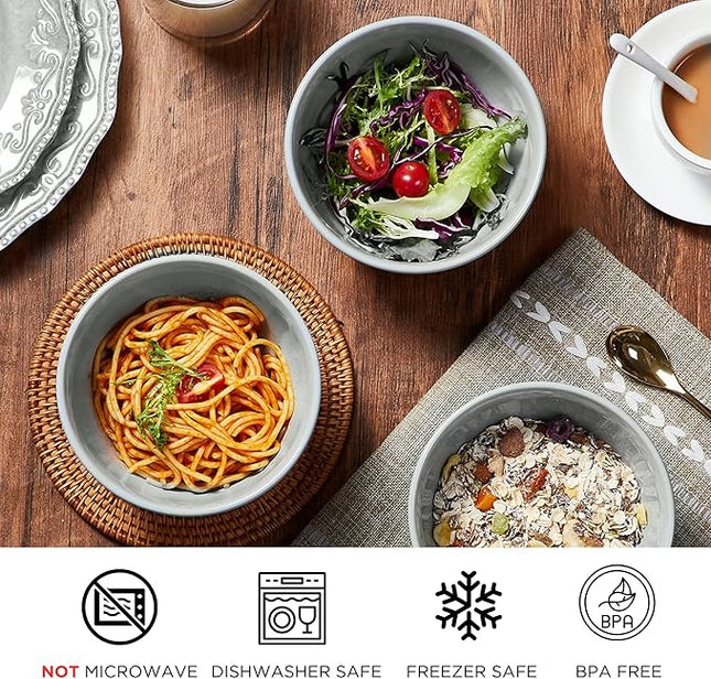 TP 18-Piece Dinnerware Set, Melamine Dishes Set with Bowls and Plates, Service for 6, Non-breakable Lightweight Dining Tableware, Grey