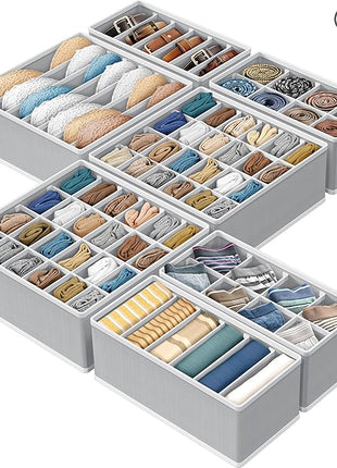 Simple Houseware Closet Underwear Organizer Drawer Divider Assorted 7 Pieces, Gray