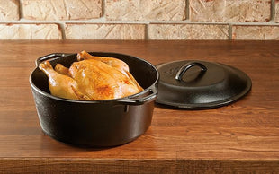 Lodge Cast Iron Dutch Oven with Handle Holders, 5 quart, Black/Red