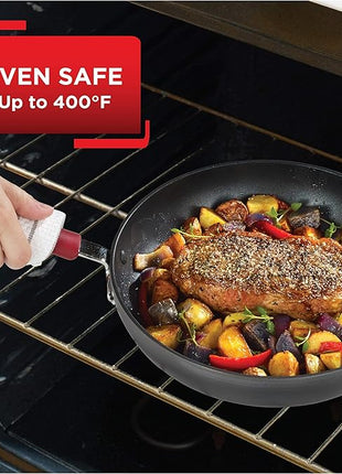 T-fal Ultimate Hard Anodized Nonstick Cookware Set 12 Piece, Oven Broiler Safe 600F, Kitchen Cooking Set w/Fry Pans, Saucepans, Dutch Oven, Kitchen Utensils, Pots and Pans, Dishwasher Safe, Black