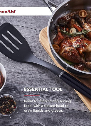 KitchenAid Classic Nylon Slotted Turner, 13.66-Inch, Black