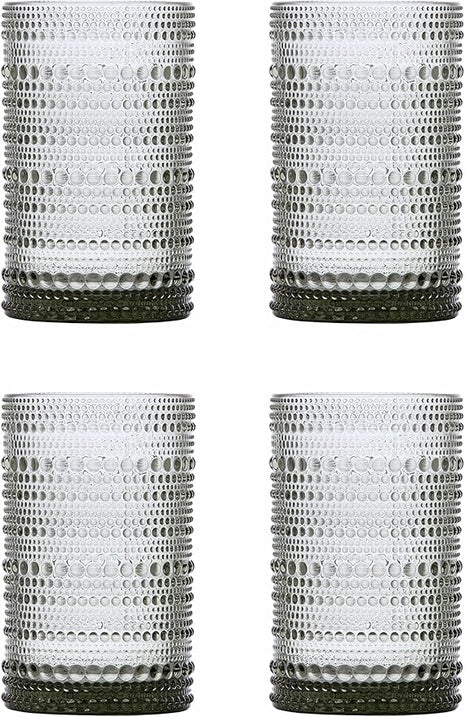 Fortessa Jupiter Beaded Hobnail Glass, 13 Ounce Iced Beverage (Set of 4), Smoke Gray