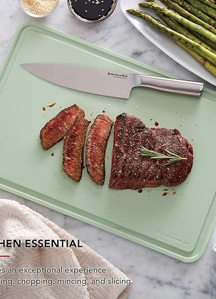 KitchenAid Classic Plastic Cutting Board with Perimeter Trench and Non Slip Edges, Dishwasher Safe, 12 inch x 18 inch, Green