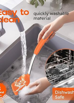 Silicone Spatula Set - Turner Spatulas Silicone Heat Resistant 600°F - Slotted & Solid Silicone Spatulas for Cooking Fish, Eggs, Pancakes Flipper – Silicone Cooking Utensils Set – Orange