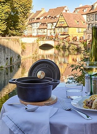 staub La Cocotte Round 40509-480 Pico Cocotte Round Black 6.3 inches (16 cm) Small, Both Handed Casting, Enameled Pot, Induction Compatible, Japanese Authentic Product